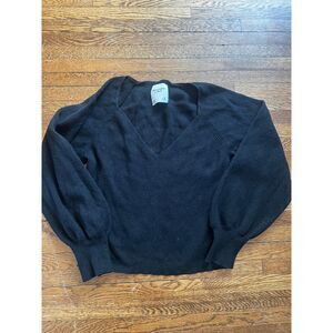 Abercrombie & Fitch Women's Balloon Sleeve V-neck Sweater Black Size Medium